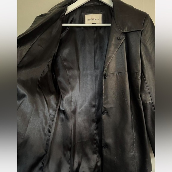 Vintage Lady Hathaway Genuine Leather Blazer Jacket - Picture 7 of 8